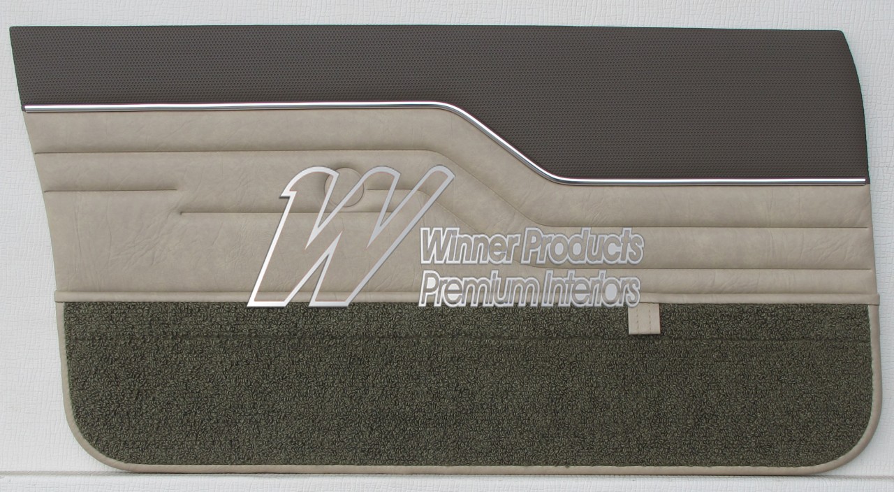 HOLDEN LX TORANA SEDAN DOOR TRIM SET CHAMOIS WITH COVERT GOLFBALL (TRIM CODE 60V) WinnerProducts