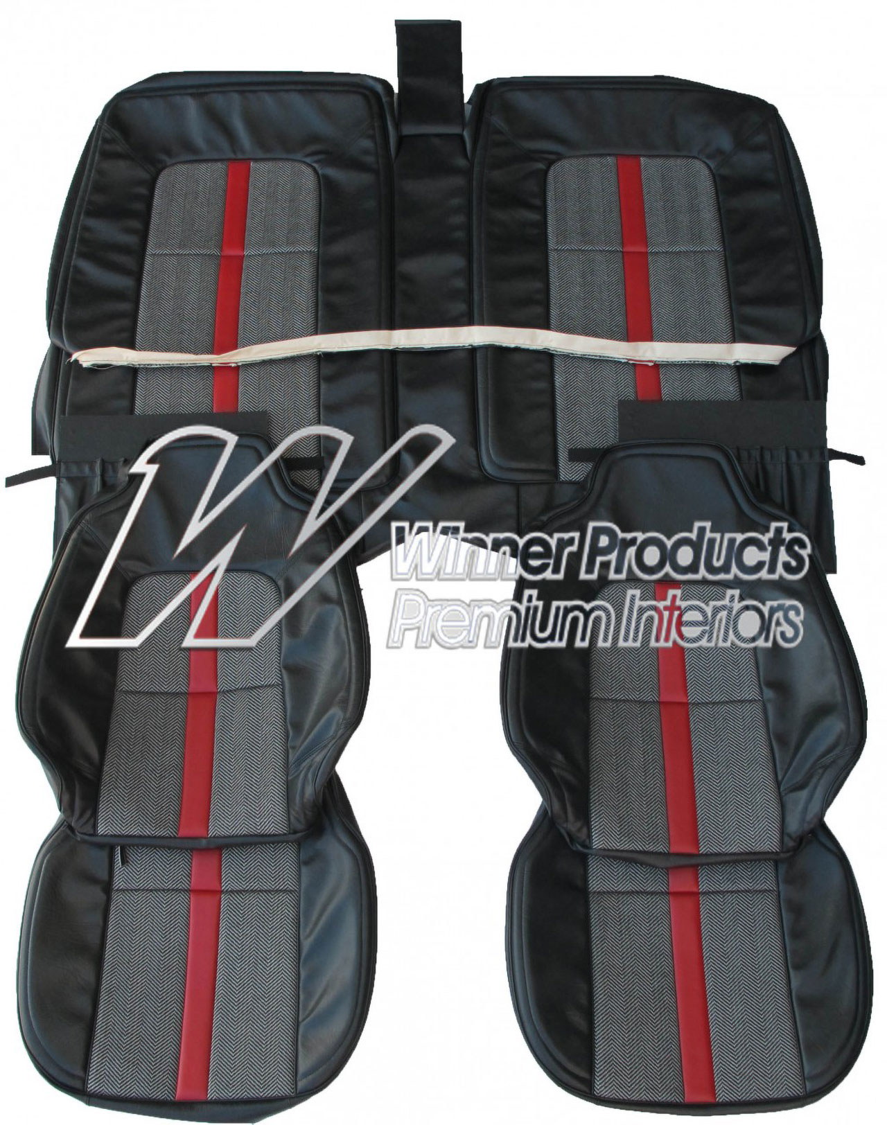 Holden Monaro HJ Monaro GTS Coupe 18Y Slate Black & Stripe Seat Covers (Image 8 of 13)